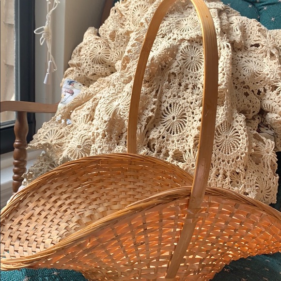 Cute floral flower holding hanging wicker basket